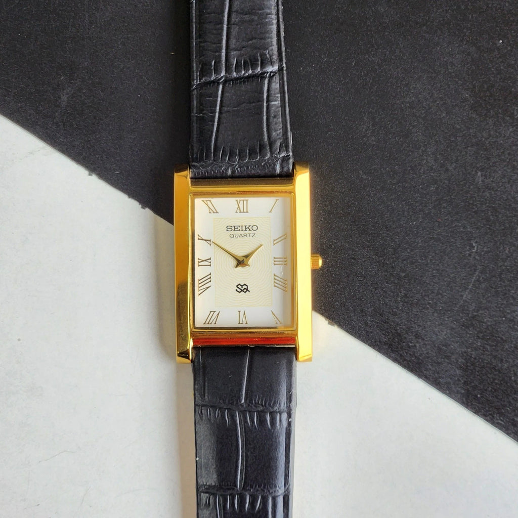 Vintage Seiko Slim Tank Quartz — Gold Roman Dial