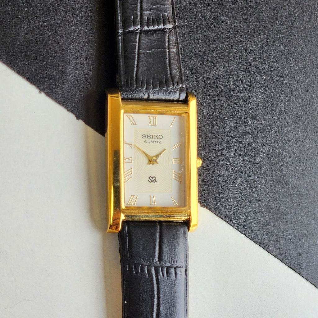 Vintage Seiko Slim Tank Quartz — Gold Roman Dial